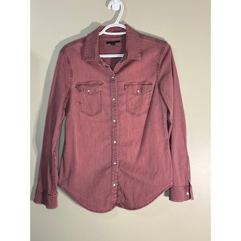 Tahari Womens Mauve Pink Denim Button Down Shirt Long Sleeve Size M 3110041